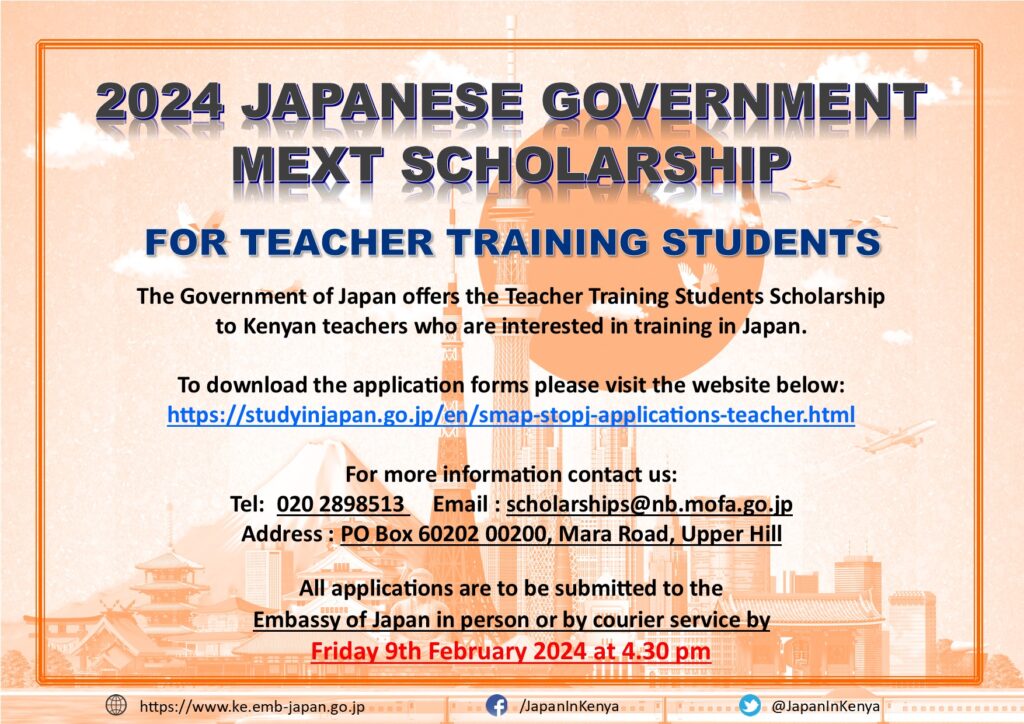 MEXT Japanese Government Teacher’s Training Scholarship