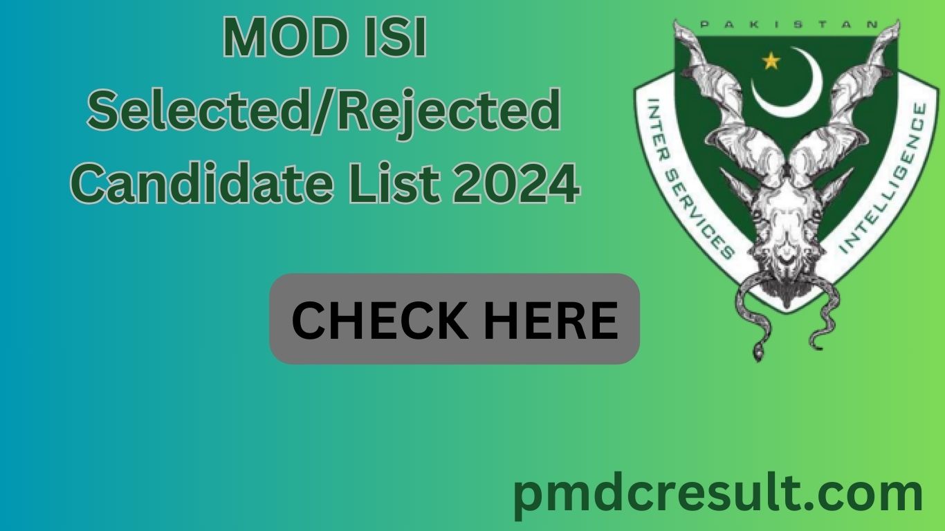 Ministry Of Defence ISI Result 2024 Selected Candidate List